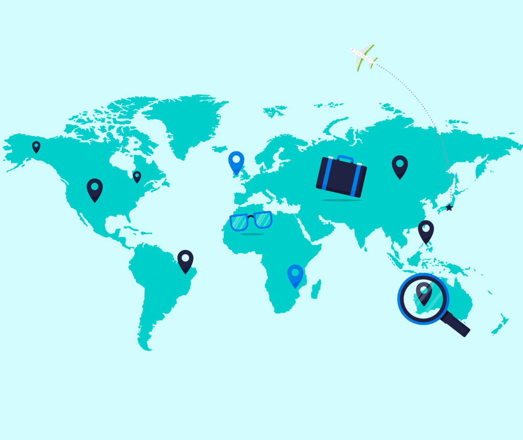 Global hiring map showing how companies recruit employees from diverse international talent pools