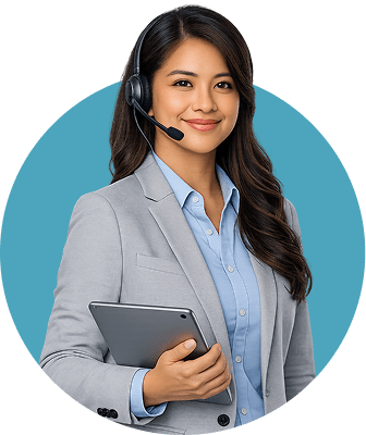 Offshore customer support specialist wearing a headset