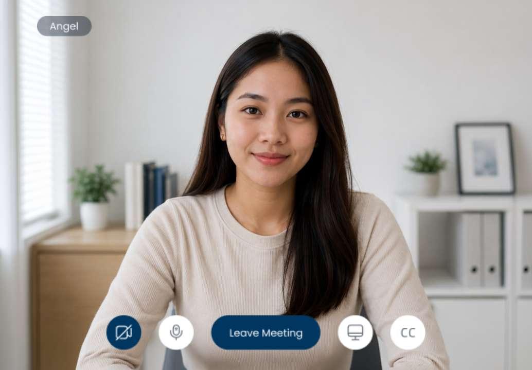 Video interview call with candidate Angel
