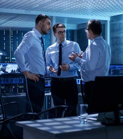 Team of Technical Moderators Have Active Discussion in Monitorin